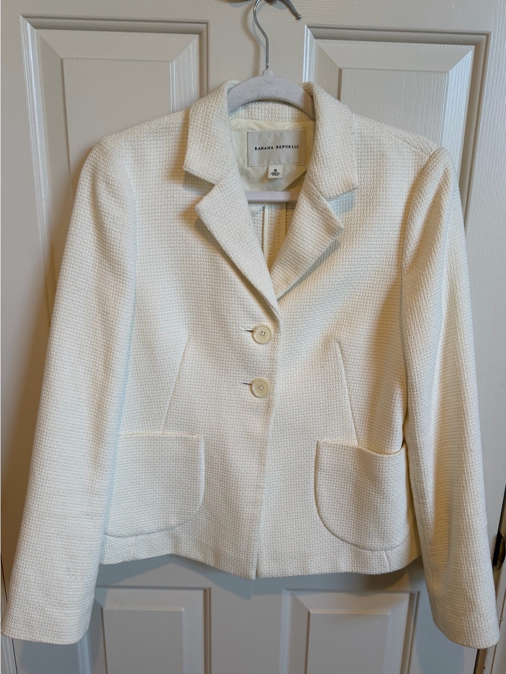Banana Republic Women's Cream Textured Two-Button Blazer Size M EUC